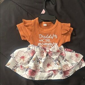 Adorable Orange and White Floral Kids Dress